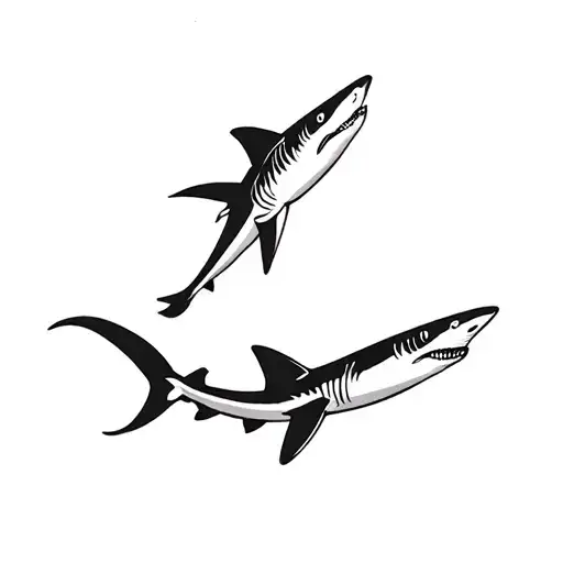 Two Sharks Swimming Viewed From The Top