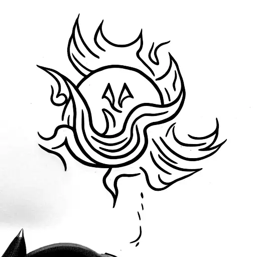 A Dark-themed Tattoo Featuring A Mini Sword Engulfed In Flames