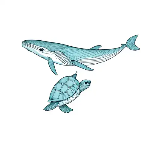Whale And Turle Swimming