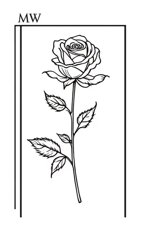 A Rose That's Stem Ends With Mw Initials