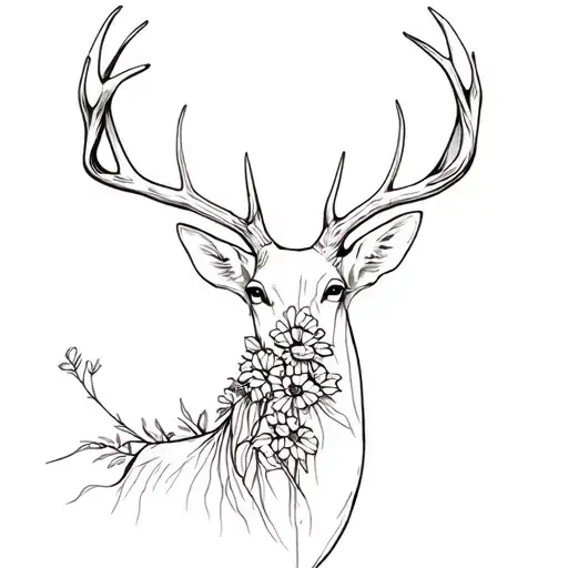 Decomposing Deer With Flowers Growing Out Of It Symbolizing The Balance Between Life And Death