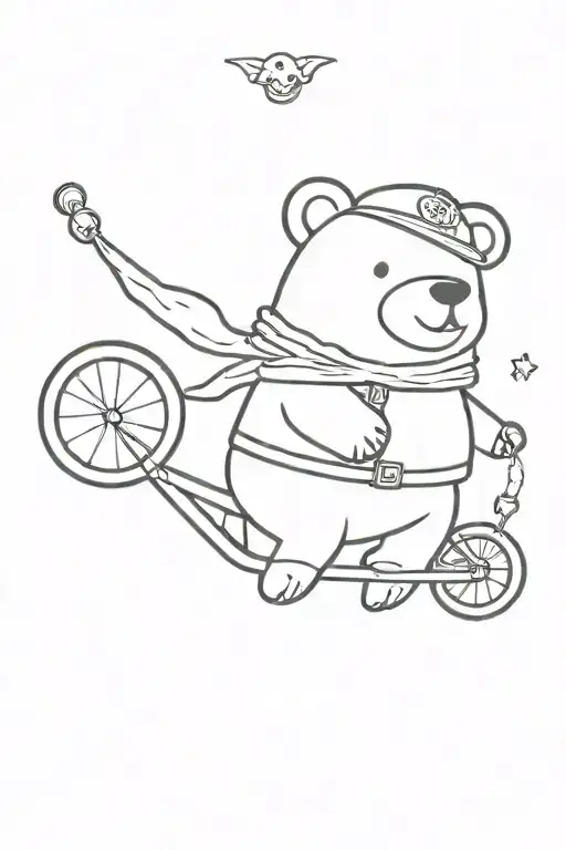 Cute Bear In A Pirate Outfit Like Peg Leg And Eyepatch But Hes Riding A Unicycle