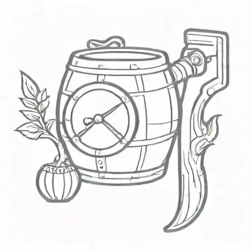Axe Embedded In A Barrel Of Mead