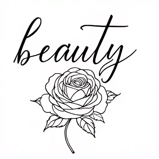 The Word Beauty With A Rose