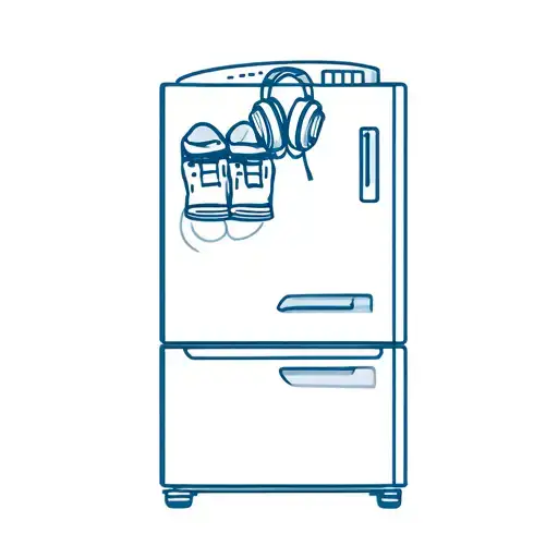Fridge With Headphones And Trainers In It Symbolising Health Get Out
