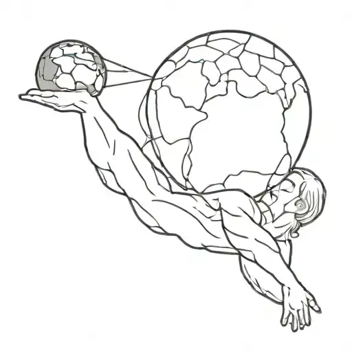 The Titan Atlas Holding Up The Earth In A Simple Design