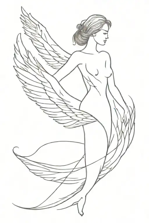 Woman And Phoenix Emerging
