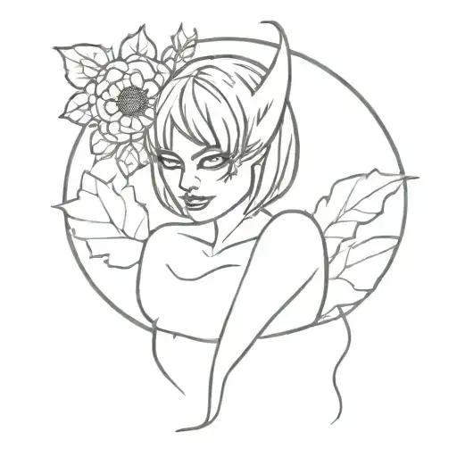 Halloween Pumpkin Flower Mothman Pinup