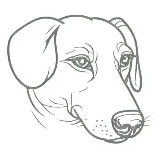 Dachshund Face With One Ear Up And One Ear Down Tattoo Style Outline
