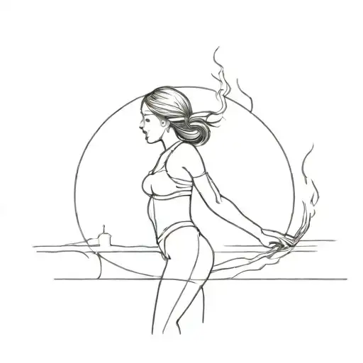 Girl After Burning Bridge Leading Towards