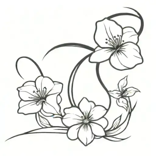 4 Flowers With A Ribbon Wrapped