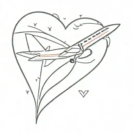 Plane And Heart Outline