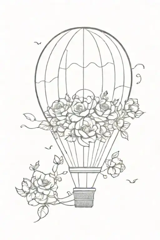 Hot Air Balloon But The Balloon Is Made Of Flowers