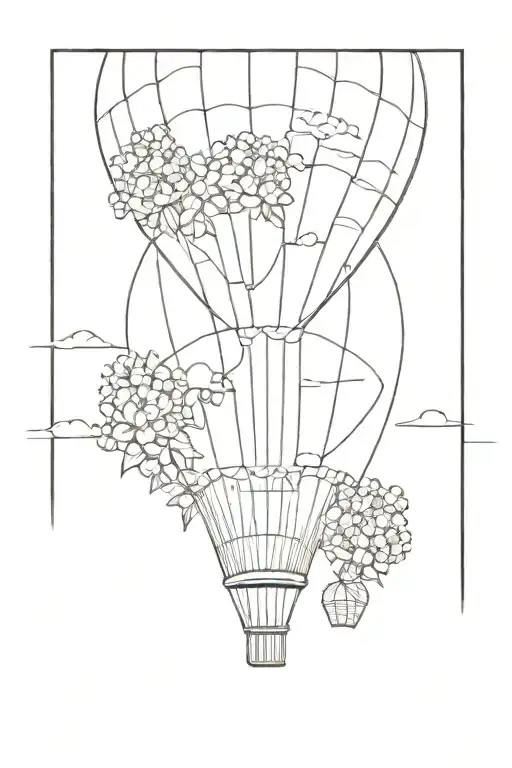 Hot Air Balloon But The Balloon Is Made Of Hydrangeas