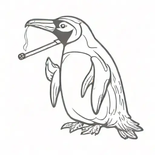 Penguin Smoking A Cigarette
