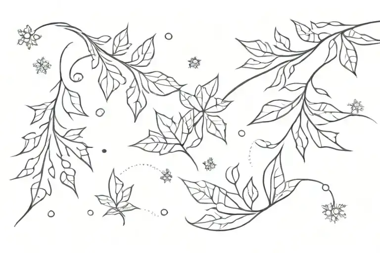 Leafs And Snowflakes Blowing In Wind
