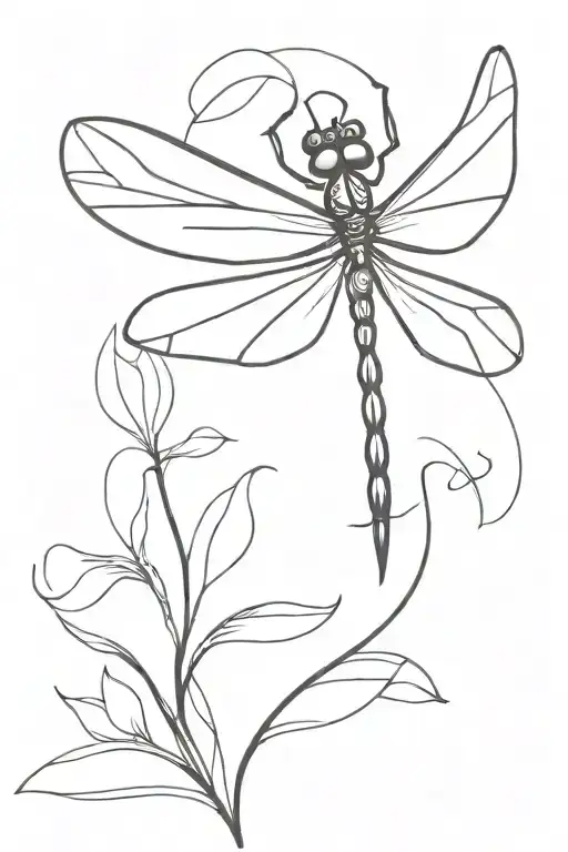 Stylized Black Line Dragonfly Its Body