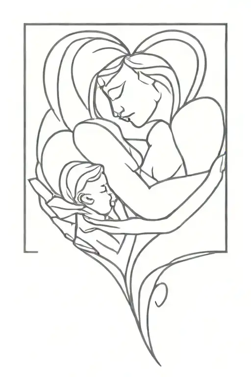 A Mother And Her Daughter Connected In A Heart