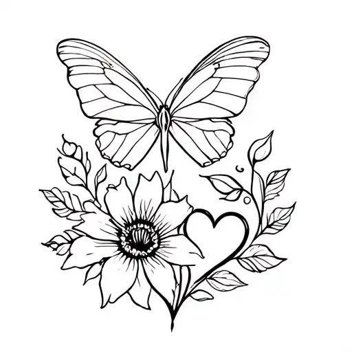 Butterfly With Flower And Heart With A Warrior Writing