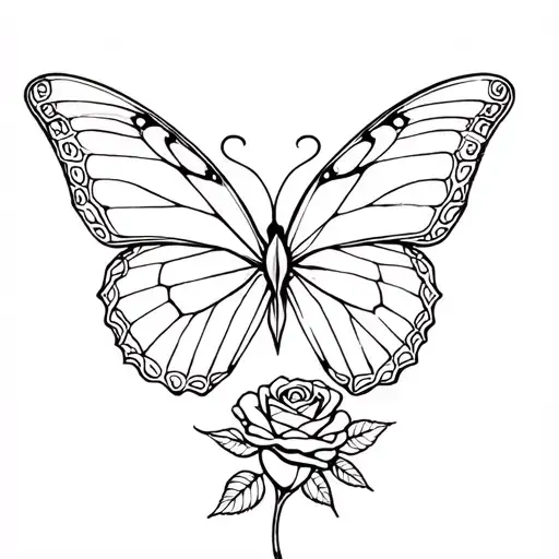 Butterfly At The Beginning With Warrior Writing And A Rose With Heart At The End