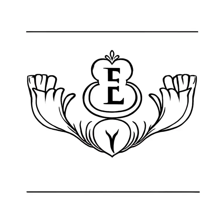 Sign Of Claddagh Ring And Letter E Incorporated