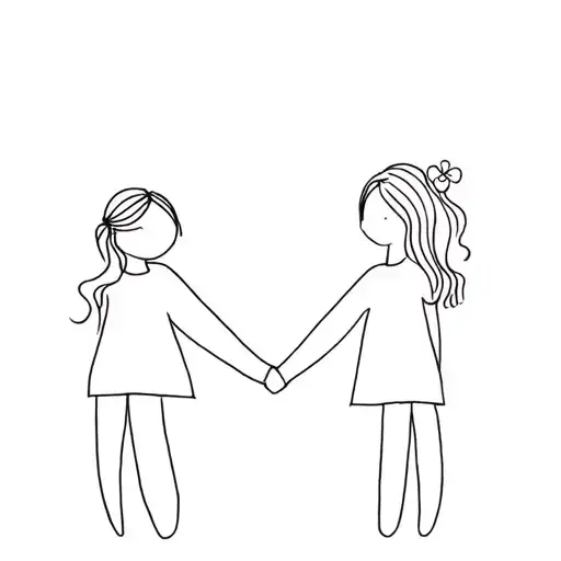 Double Daughter Holding Hands