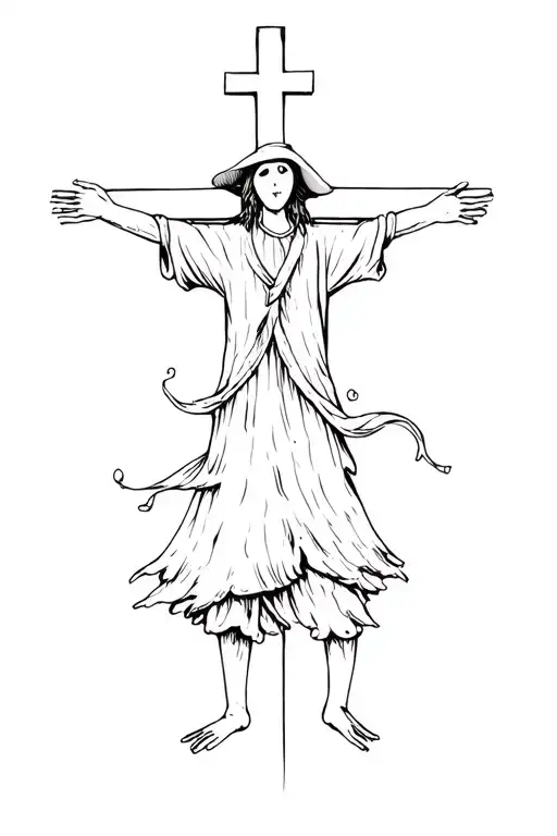 Scarecrow With Arms Spread On A Cross