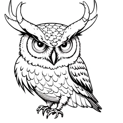 Japanese Horned Owl Piercing Eyes And Flying