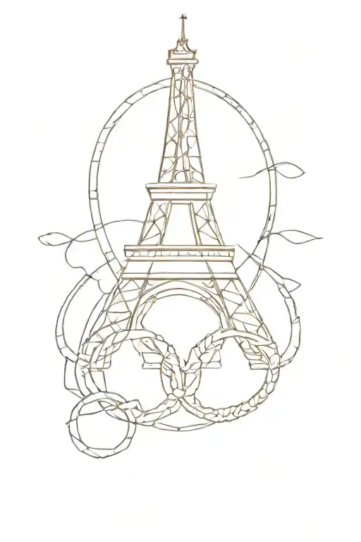Draw The Eiffel Tower On The Shin On The Left With The Olympic Rings