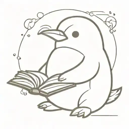 Cute Chubby Penguin Reading Book