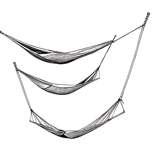 2 Empty Hammocks One Above The Other