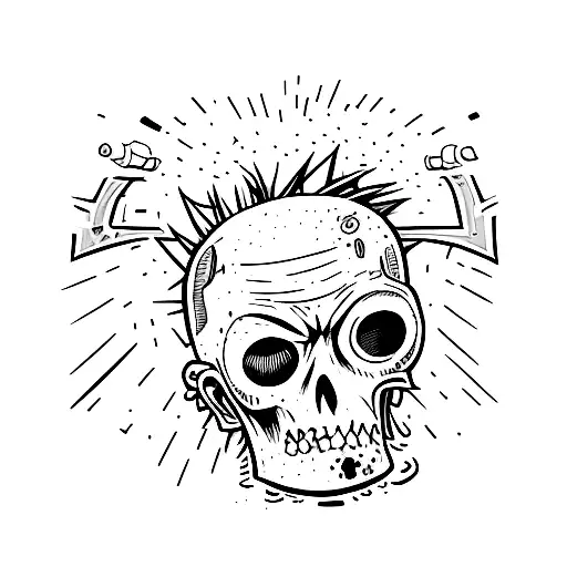 Comic Book Style Illustration Of A Punk Rock Zombie