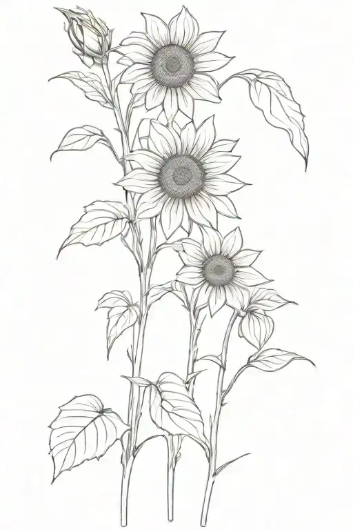 Sunflowers And Lilys On A Stem