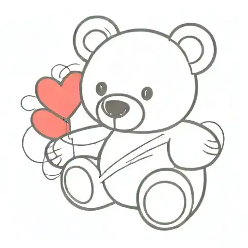 Teddy Bear With A Red Heart Different Pieces Of Fabric