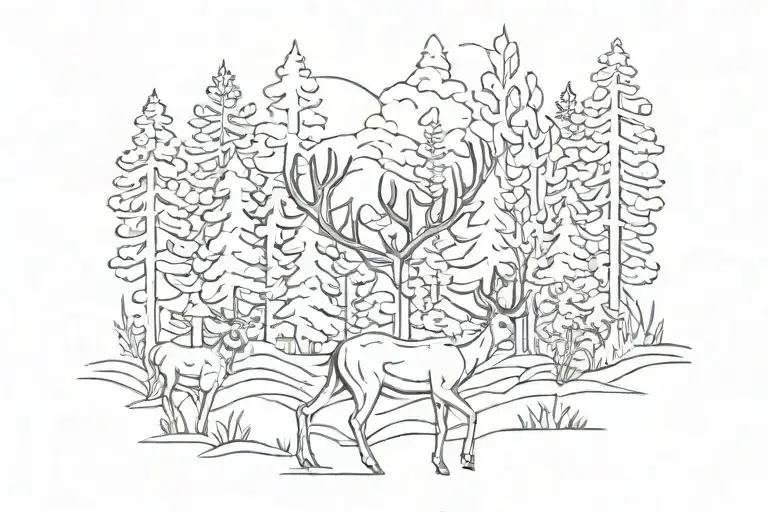 One Deer Forrest Line