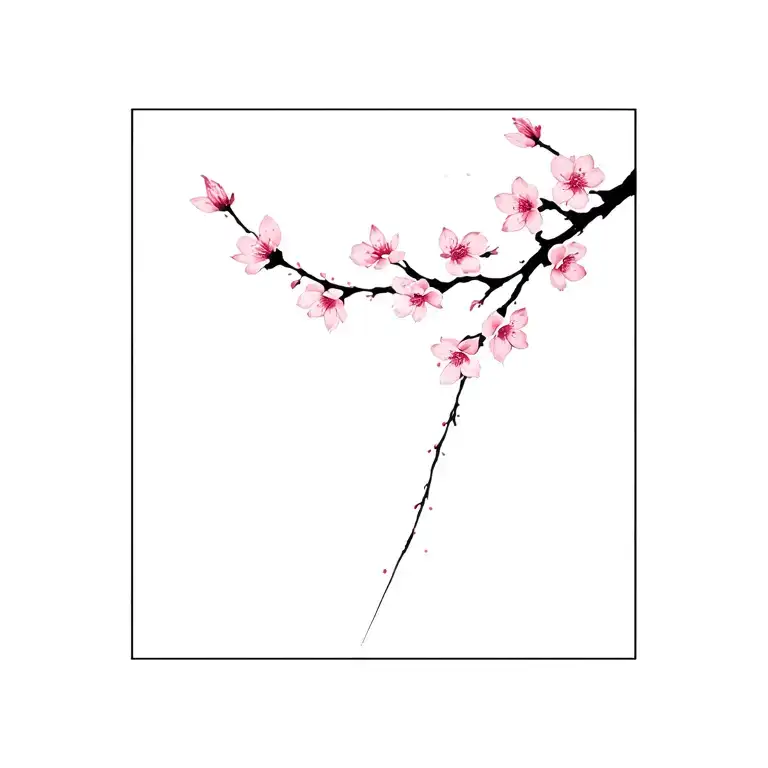 Thin Straight Sakura Branch
