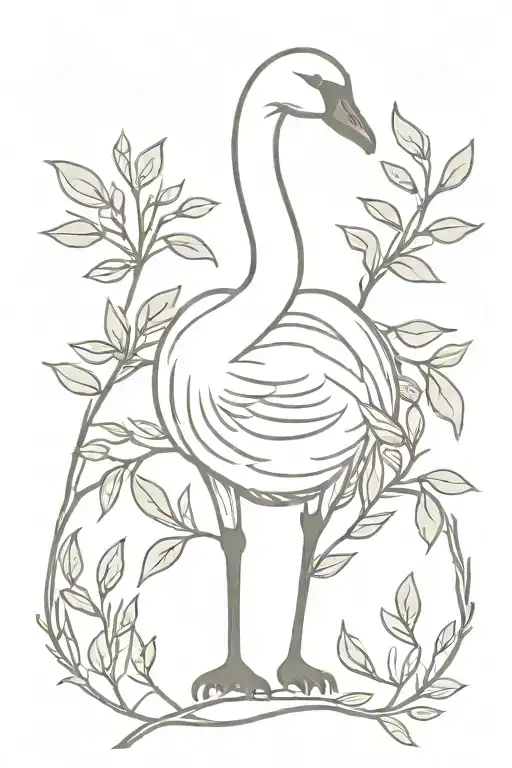 A Swan With A Crown And At Its Feet A Branch Of Olive Tree And A Branch Of Oak Tree