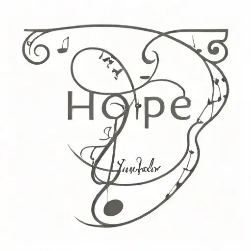 A Minimalist Tattoo Of The Word 'Hope' Formed By Musical Notes And Film Reels