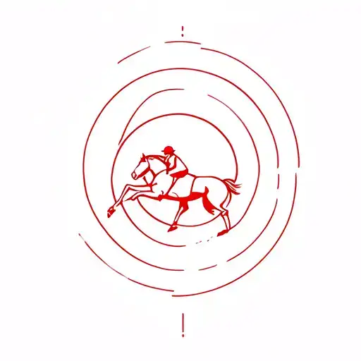 Horse And His Jockey Running In A Red Circle