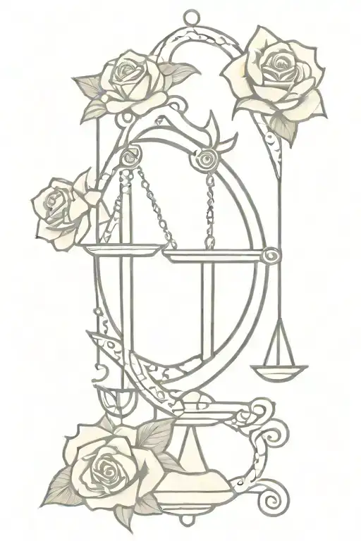 Justice Tarot Sword Through A Rose And Scales Balancing Life
