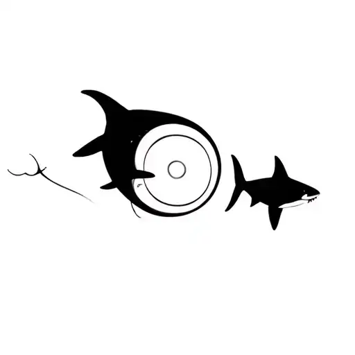 A Cd With A Tiny Dolphin And A Tiny Shark Black Silhouette In The Clear Inner Hub