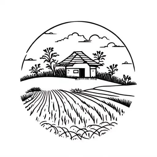 Little Hut Up To Terrace Rice Field