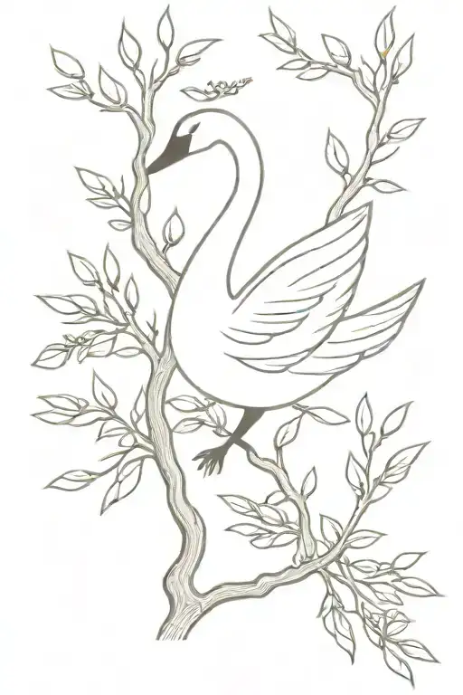 A Swan With A Crown And At Its Feet A Olive Tree Branch And A Oak Tree Branch