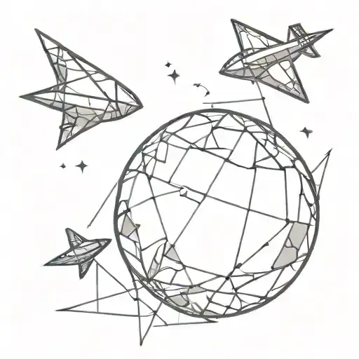 Broken Disco Ball With Two Small Paper Airplanes Flying Out Of The Shattered Pieces