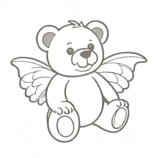A Teddy Bear With Cute Wings Sitting Looking Up