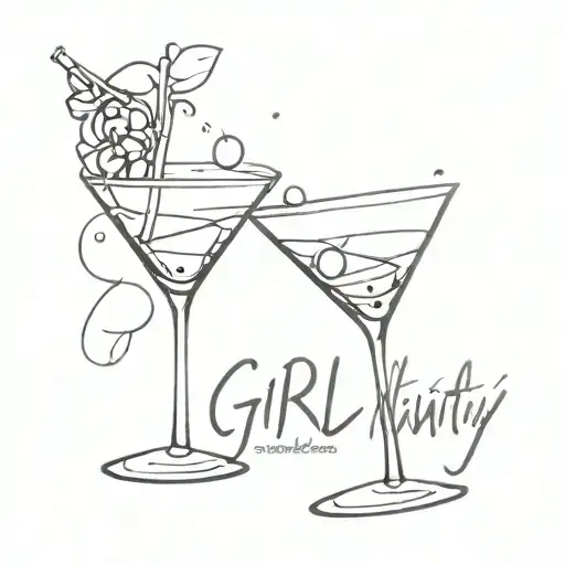 Two Martini Glasses Cheersing With The Words Girl Almighty