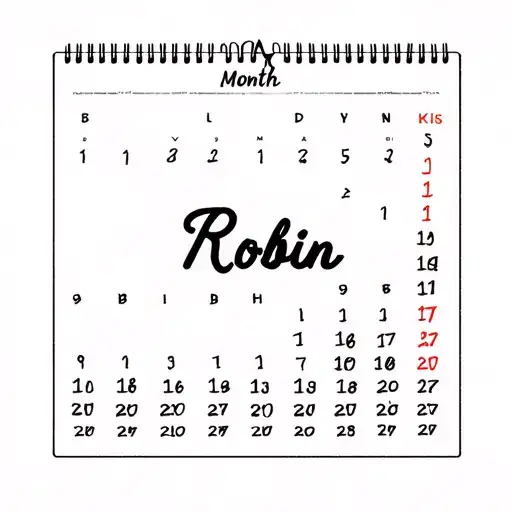 A Calendar Page But With The Name Robin Where The Month Name Would Be