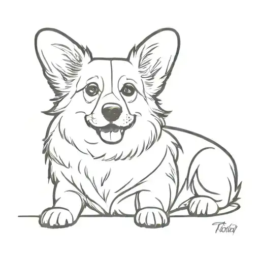 Dog Outline For A Fluffy Corgi Named Tulsa