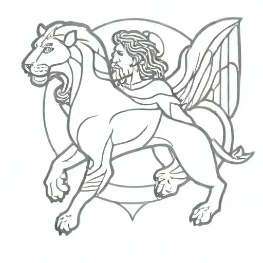 Archangel Michael And Lion Surrounded