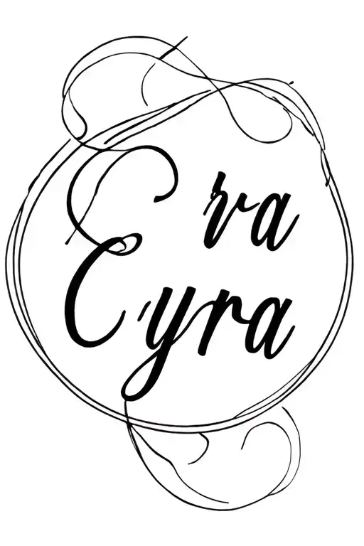 Name Of Daughter Cyra Along With Some Line Work Around It
